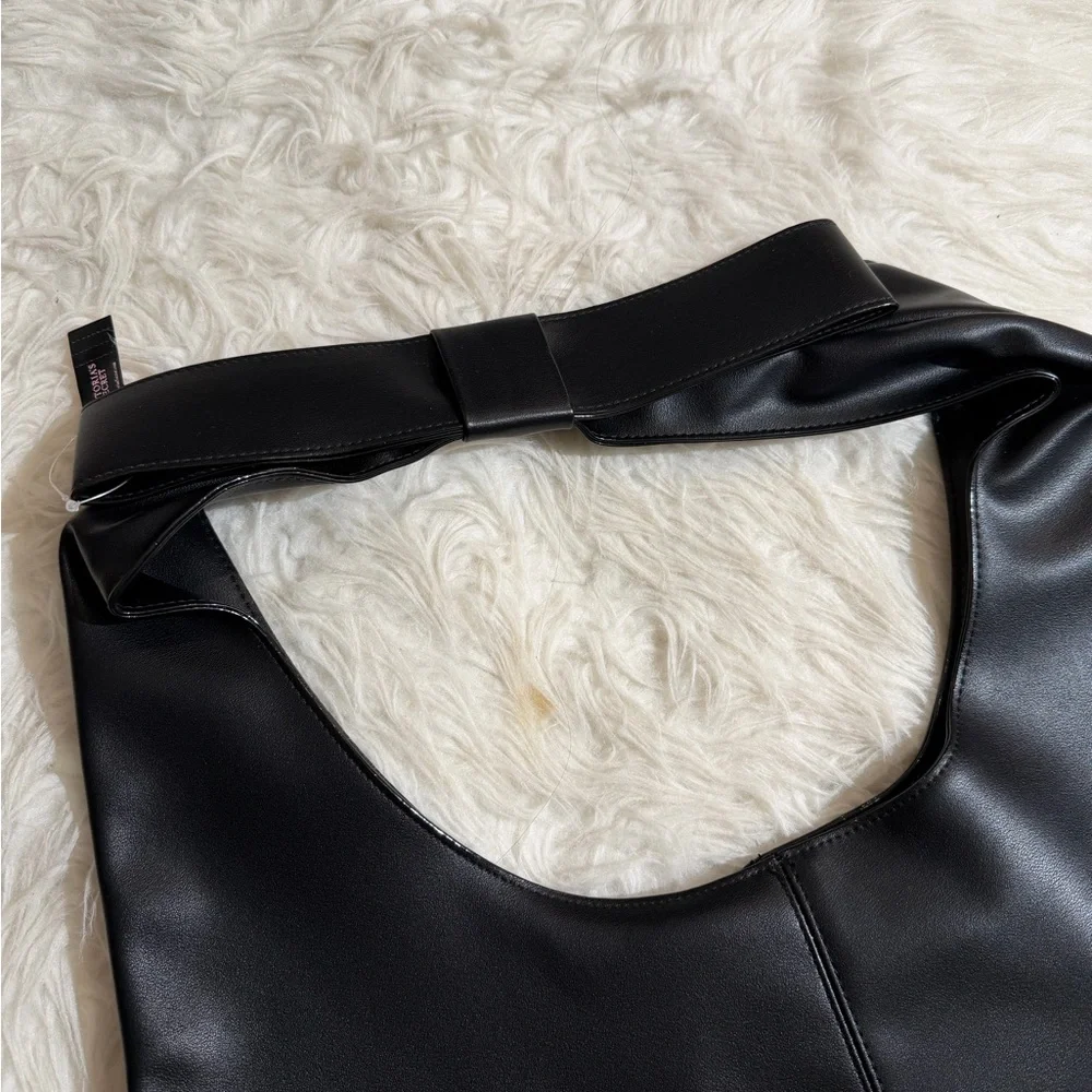 NWT Victoria’s Secret Black Faux Leather Purse Tote Bag Large
